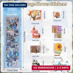 555Pcs 48Sheets Flower Stickers for Scrapbooking Transparent Die Cut Vintage Flo