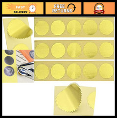 500 Metallic Gold Embossing Stickers – Self-Adhesive Certificate Seals, Scallop