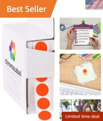 Fluorescent Red-Orange Coding Dots – 1/2 Inch Matte Finish Stickers, 1000 Labels