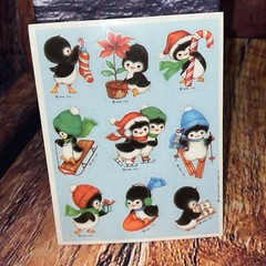 Vintage 1984 Hallmark Baby Penguin Winter Sticker Sheet Holidays Christmas