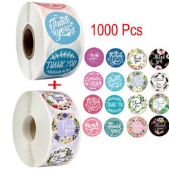 2 Roll of 1000 pcs 1″ Assorted Floral Thank You Stickers Round Sealing Labels US