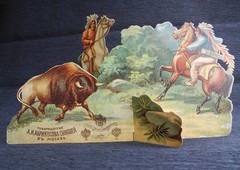 Old Die Cut. Native American buffalo hunt. Russian Empire. Late 19th century.
