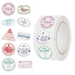Cute Passport Stamp Series Roll Stickers (500 Pcs/Roll) – PVC Decorative Decals