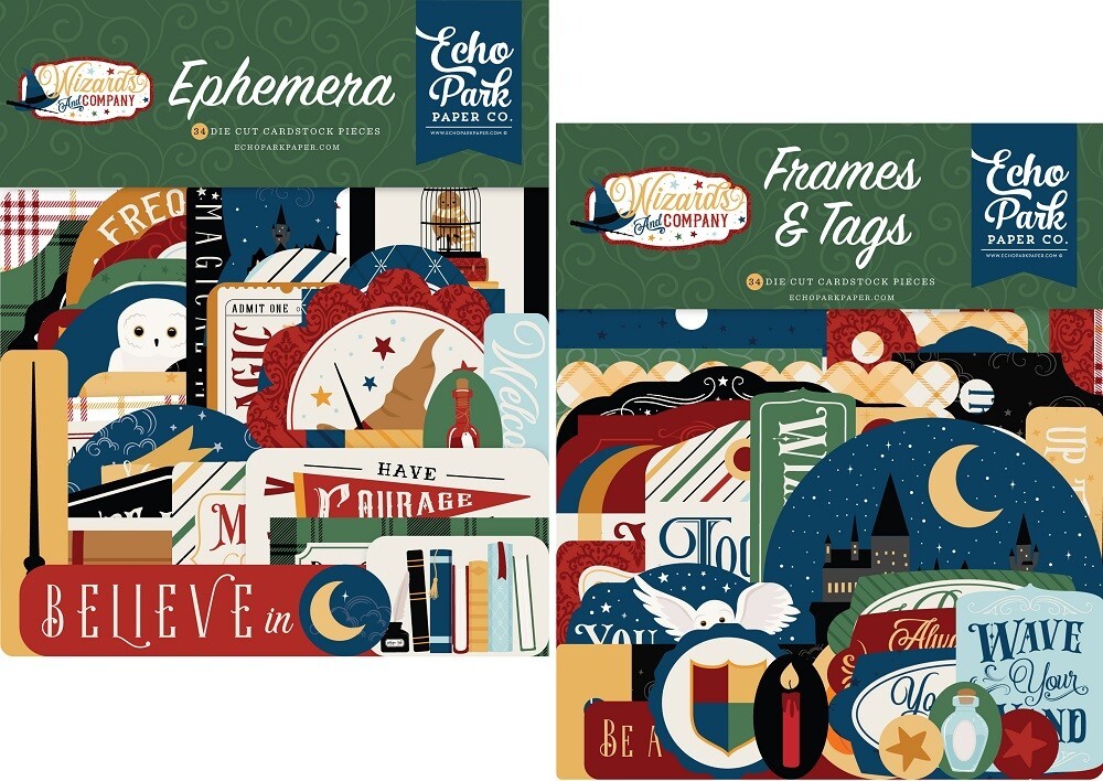 Echo Park WIZARDS and COMPANY *2 Packs* Ephemera Die Cuts + Frames & Tags 68p