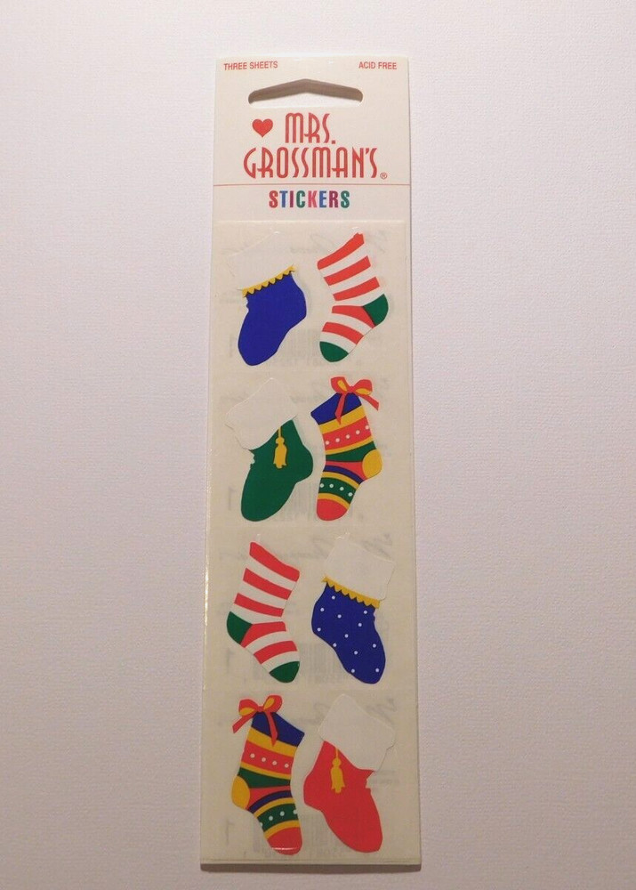 Mrs. Grossman’s Lot of 3 Strips Brand New in Package Christmas Stocking Stickers