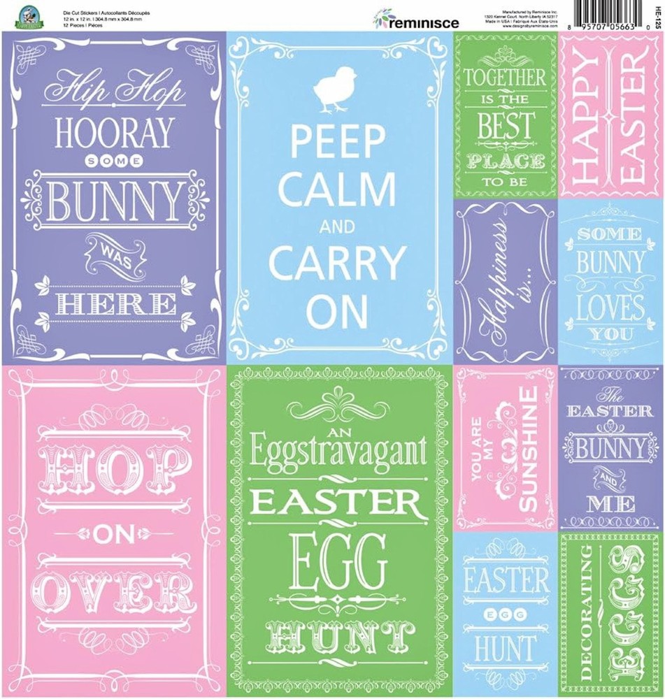 Reminisce HAPPY EASTER 12×12 Cardstock Sticker Sheet scrapbooking