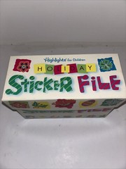 Vintage Highlights For Children Magazine Sticker File Box & Holiday Stickers Lot