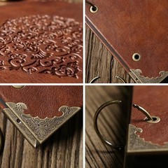 ADVcer 12×12 Photo Album Scrapbook Vintage Leather 3-Ring Binder DIY Memory Book
