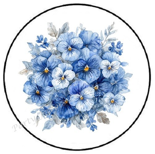 WATERCOLOR BLUE FLOWERS ENVELOPE SEALS LABELS STICKERS PARTY FAVORS