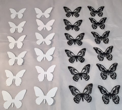 Tim Holt Die Cuts * Mini Detailed Butterfly * 6 Sets * White and Black Cardstock