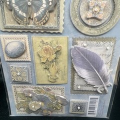 K & Company Elizabeth Brownd Embossed Stickers Floral Butterflies Lot Scrapbook