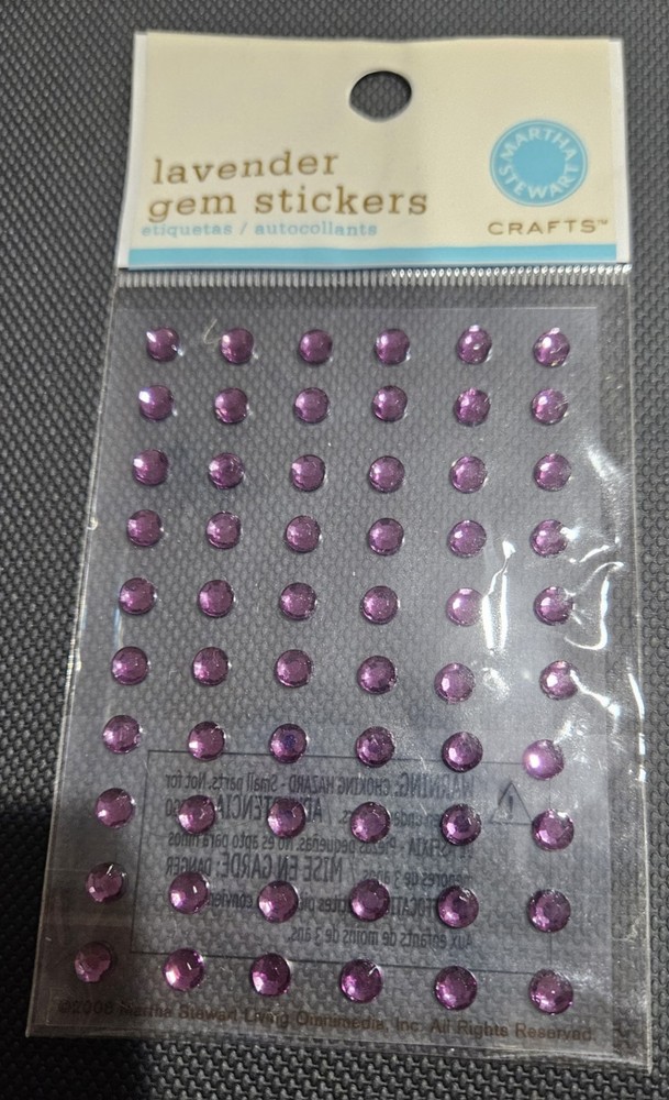 MARTHA STEWART CRAFTS Dimensional Lavender Gem Stickers Rhinestones Flatback 5mm
