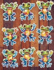Stained Glass Frog Vinyl Die Cut Stickers Set Scrapbooking Laptop Water Bottle