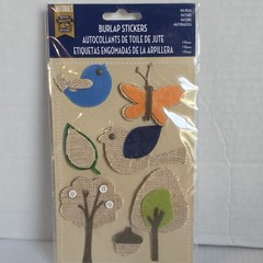 Burlap Flowers & Birds Scrapbooking Stickers by Little Yellow Bicycle