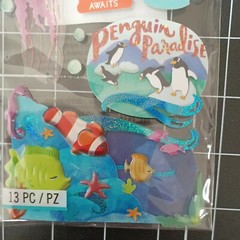 SCRAPBOOK STICKER Pet Adventure Aquarium jellyfish penguin Nemo Shark Seahorse