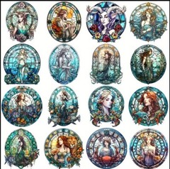 10pcs Astrology Zodiac Constellation Stained Glass Window Stickers- DIY