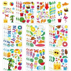 432PCS Summer Stickers, Self-Adhesive Sun Beach Ice Cream Sticker Summer Part…