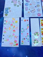 VINTAGE HALLMARK AGC SANDYLION STICKERS FLOWERS FLORAL TEAPOT 12 PARTIAL SHEETS