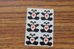 Vintage 1983 Illuminations Super sixes Stickers Panda Bears with hearts Rare