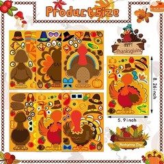 Make a 24PCS Thanksgiving Stickers for Kids Turkey Face Sticker Turkey Stickers