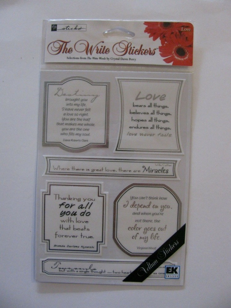 Sticko THE WRITE STICKERS VELLUM LOVE 6 Pieces NIP