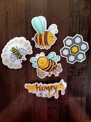 STICKERS x 5 Honey Bee Happy Apiculture Beehive Cartoon Large Sticker BEE9A