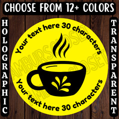 40 CUSTOM DRINK CUP STICKERS 2″ ROUND LABELS COFFEE TEA SHOP PERSONALIZED