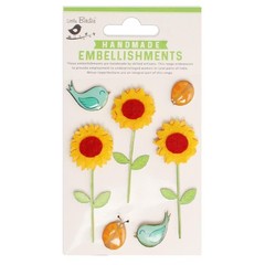 Stickers 3D Little Birdie Resin Felt Sunflowers Blue Birds Ladybugs