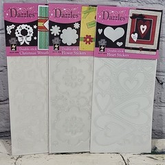 Dazzles Double-Stick Scrapbooking Stickers Lot 3 Packs Hearts Flowers Wreaths