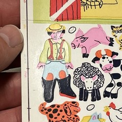 Vintage Sandylion 1983 Stickers Design A Farm Unused Maxi Activity Sheet Cow Pig