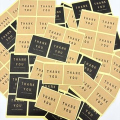 4pc Thank You Stickers Black & Beige Seal Japan with Tracking