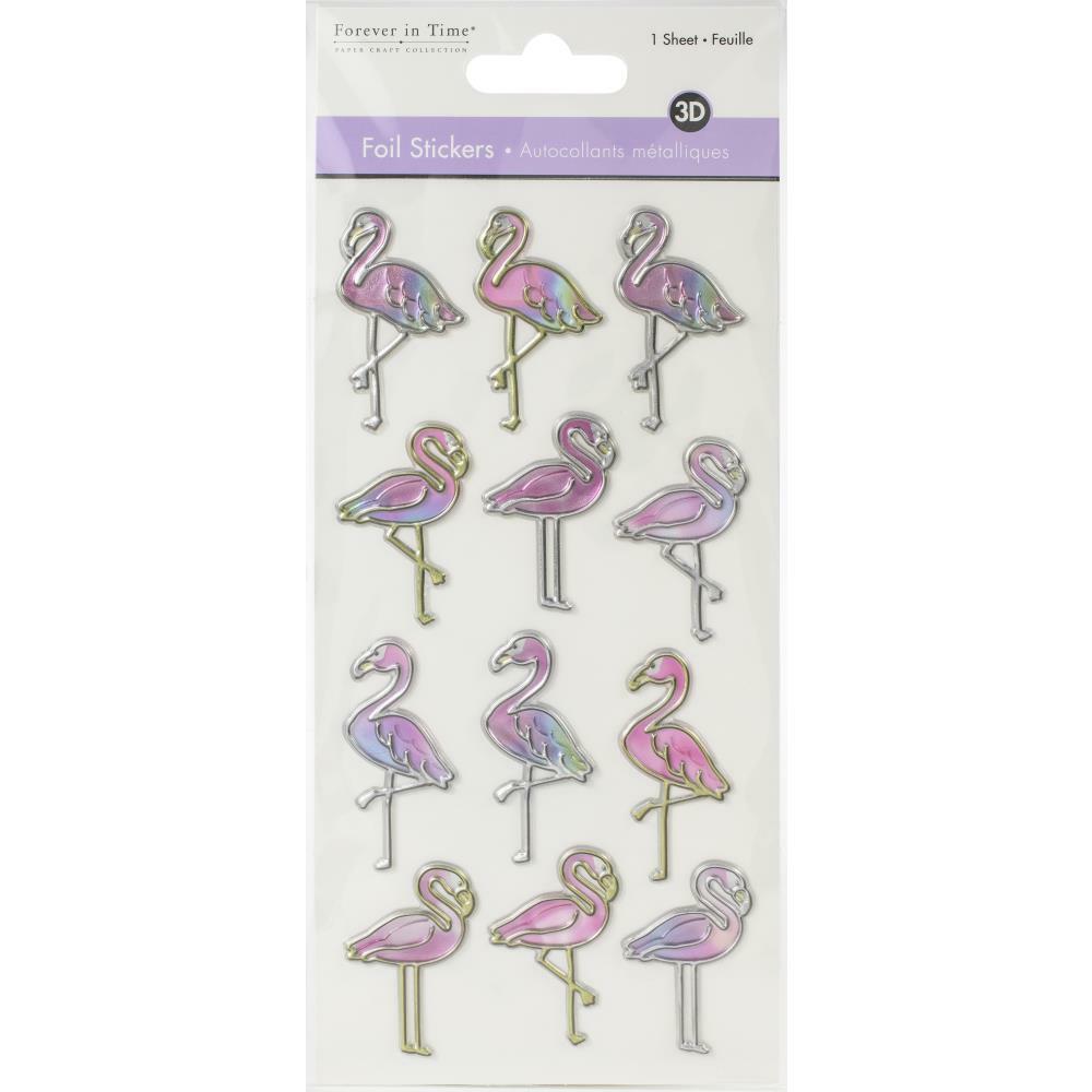 Crafts FIT Stickers 3D Foil Stained Glass Look Flamingos Multi-Colors