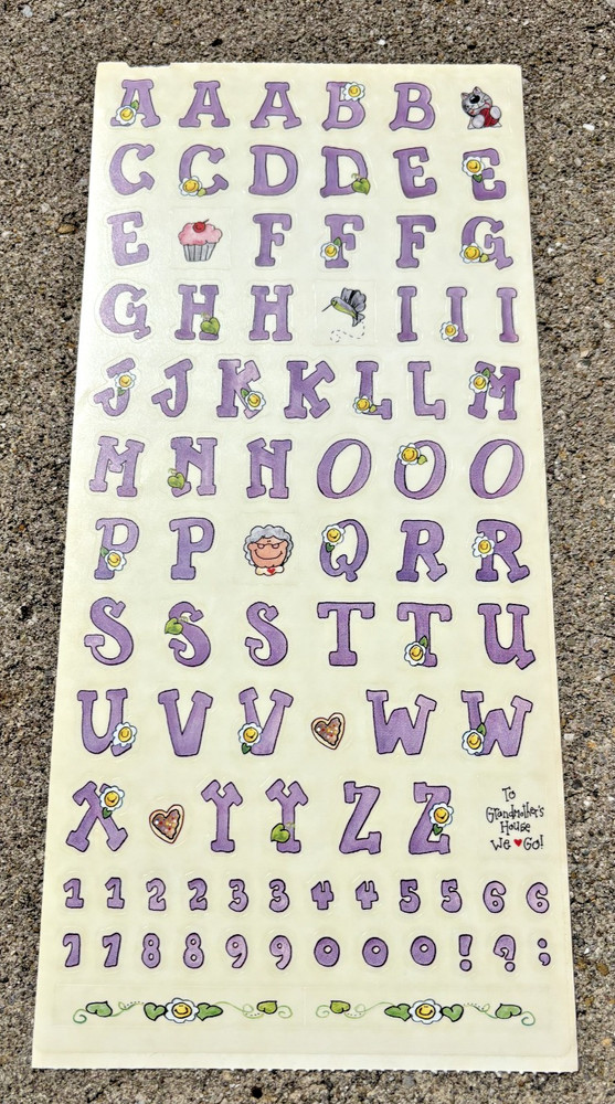 2000 VINTAGE 5 x 12″ SANDYLION GRANDPARENTS ABC Clear Sticker Sheet *