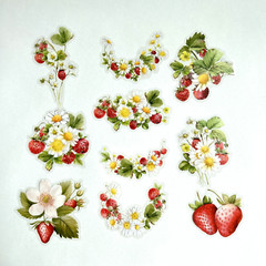 Strawberry Flake Stickers Junk Journals Collage Scrapbooking (B)