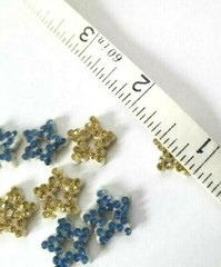 CraftbuddyUS 20pcs x0.5in BLUE / GOLD STARS Stick on Rhinestone Gems