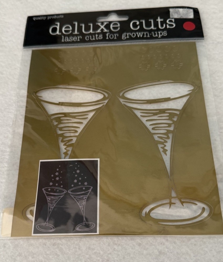 Deluxe Cuts Laser Cuts Champagne Glasses Bubbles Wedding Celebrate New Years NIP
