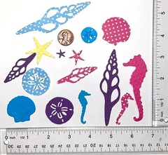 Beach Seahorse Starfish Seashells Sand Dollar stars paper die cut embellishment