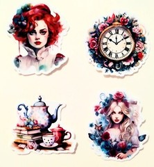 Alice in Wonderlad NEW STOCK Beautiful Rare Alice In Wonder*12stickers/decals A