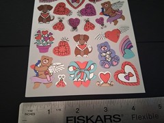 Vintage Stickers Foil Mylar Bears Hearts Rainbow Sticker 1 Sheet NOS 1990s