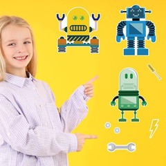 24 Sheets Make Your Own Robot Stickers Make A Face Stickers for Kids Toddlers wi