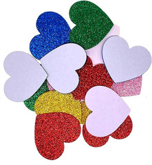 45Pcs Colorful Glitter Foam Stickers- Self Adhesive Heart Shape Glitter Sticker