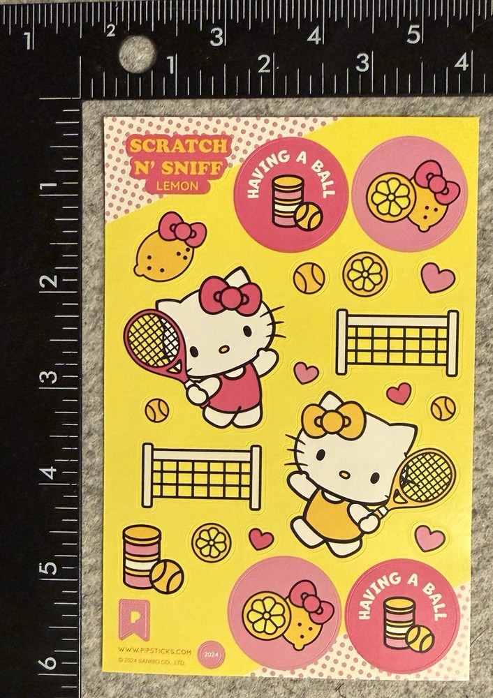Pipsticks Scratch N’ Sniff Stickers Sanrio Hello Kitty Lemon Tennis Pipstickers