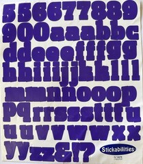 PURPLE 1-1/4 ALPHABET Stickers(2 sheets)Stickabilities•Letters •Numbers•Words•