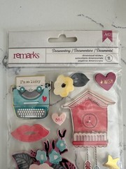 American Craft Remarks Documentary 11PC Dimensional Stickers Clock Flowers Lips