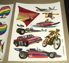 VTG 1980’s Sticker Sheets Rainbows Good Vibes Motorcycle Thrill Seeker Racing