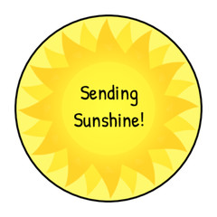 Sending Sun shine stickers, labels, tags, envelope seals, bright yellow sun