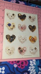 Vintage Hallmark Stickers Hearts Crafted With Beads And Buttons 1 Sheet