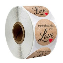 Vintage Kraft Handmade With Love Stickers – 1 Inch Self-Adhesive Gift, Baking