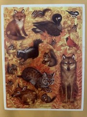 Vintage Stickers,Hallmark, Fall Forest Wild Animals, Scene Sheet, 1 Sheet