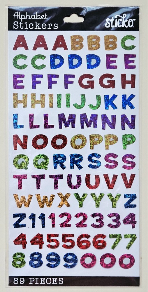 Alphabet & Numbers (Color). Sticker Sheet /Sticko
